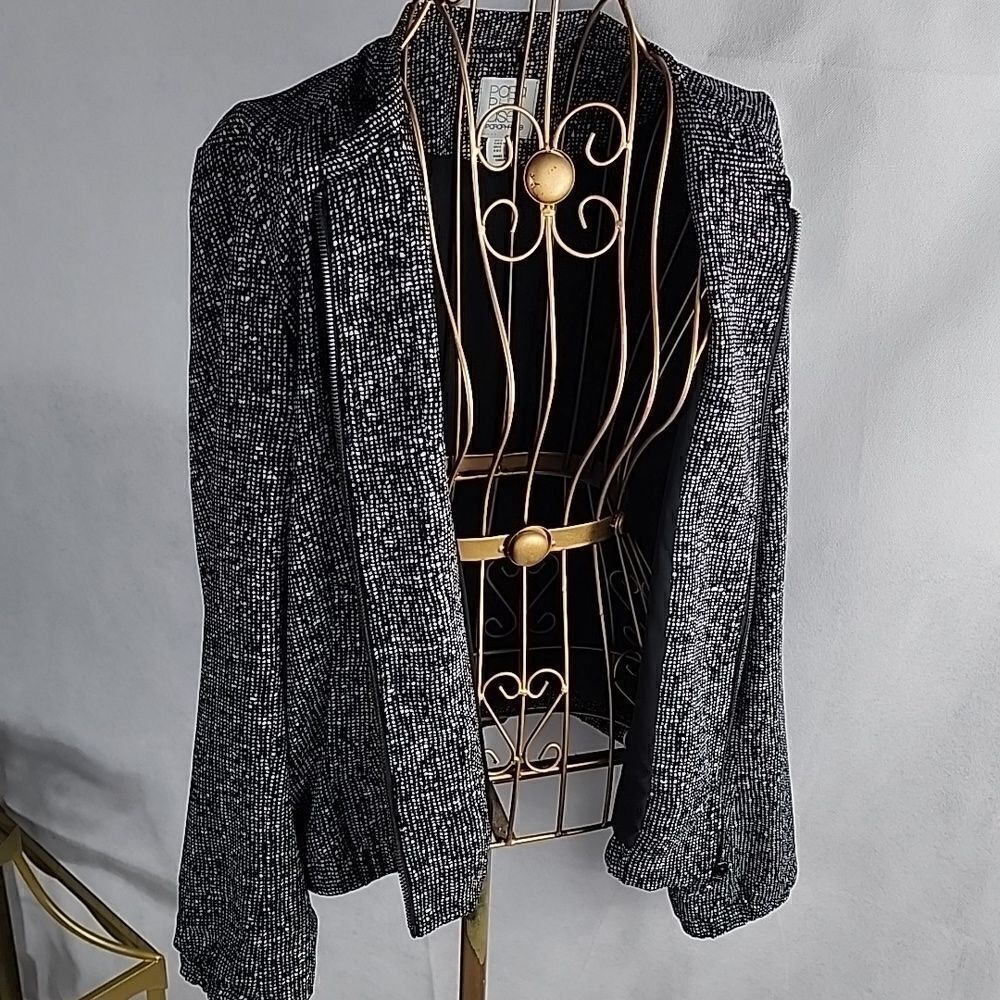 Black & White Zippered Bomber Jacket Paraphrase